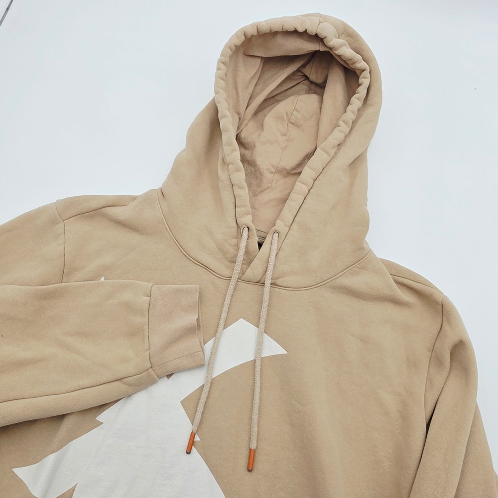 Dutch Bros Coffee Mens Medium Windmill Logo Graphic Hoodie Tan Beige Pullover